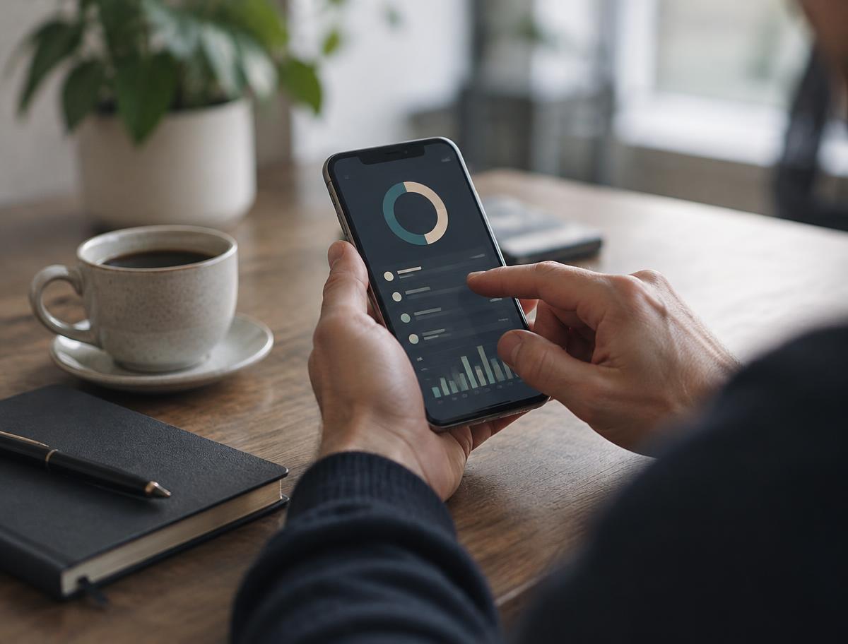 A person reviewing business performance on a mobile product
